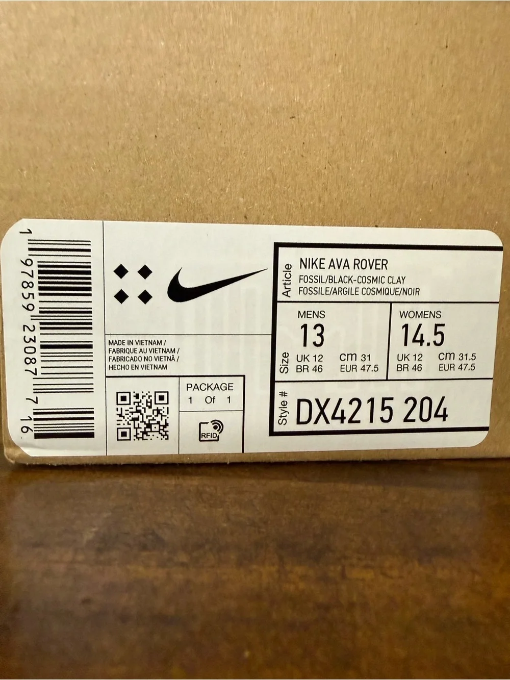 Nike Ava Rover Men's Sneaker Fossil Canyon Rust DX4215-204, M 13